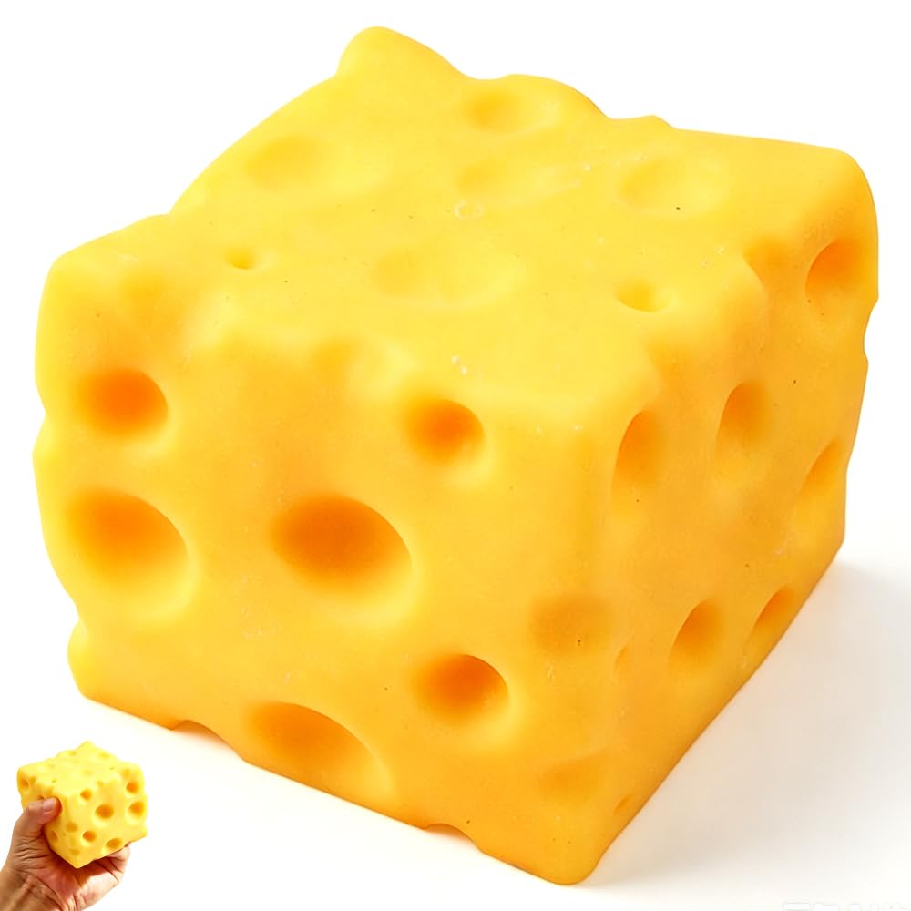 Cheese Squishy, cheese squishy big, Soft squishy toys help relieve stress and anxiety, making them the gift for friends -Yellow — image 1