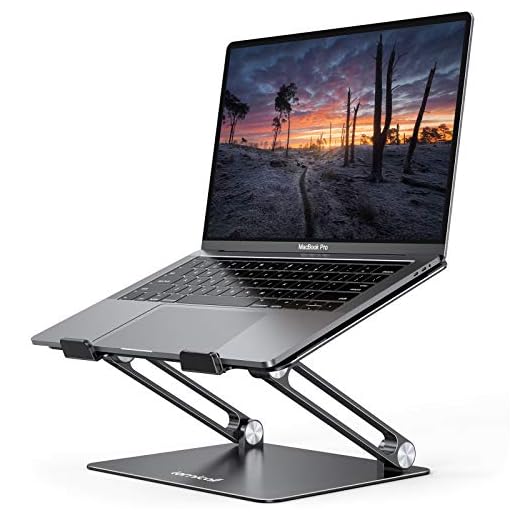 Lamicall Adjustable Laptop Stand, Portable Laptop Riser, Aluminum Laptop Stand for Desk Foldable, Ergonomic Computer Notebook Stand Holder for MacBook Air Pro, Dell XPS, HP (10-17.3'') - Black