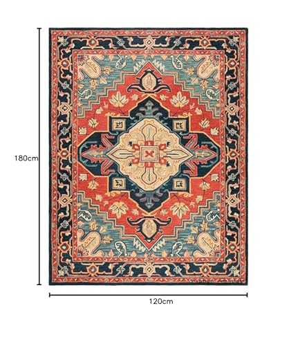 Image of Carpet Mahal Handmade Handwoven Tufted Made of 100% Soft Blended Wool Export Quality Carpets with 1 Inch Thickness (4x6 Feet) Color Multi