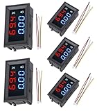 Aideepen 5PCS 0.28' LED Digital Voltmeter Ammeter DC 0-100V 10A, 2 in1 Tester for 12V / 24V Multimeter Ampere Meter Volt Amp Gauge Panel(Red-Blue).
