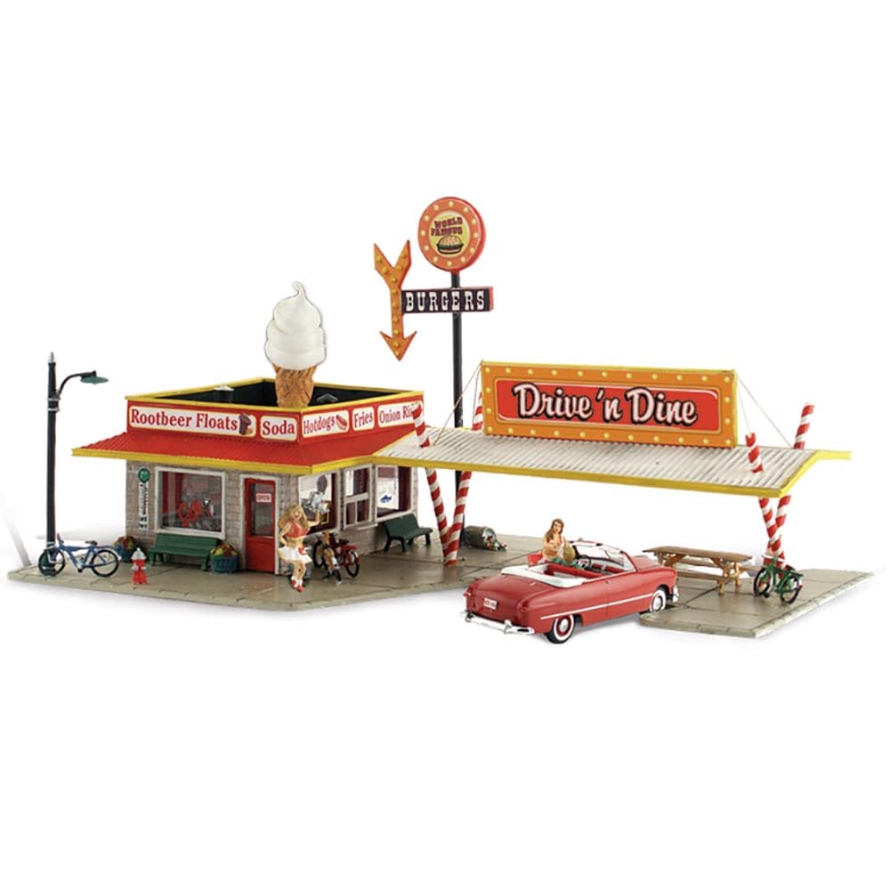 Drive 'N' Dine Soda Shop Built-N-Ready N Scale Woodland Scenics