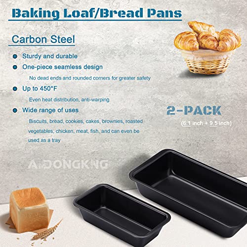 Amdongking Baking Loaf Pans, Nonstick Carbon Steel Bread, Cake, Brownies, Pie Pan, Kitchen Bakeware, 2-Pack, 6.1" & 9.5" #TOP2
