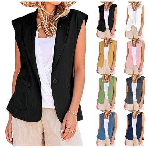Summer Sleeveless Blazer Vest for Women Button Down Work Business Blazer Vests Waistcoat Business Casual Outfits4