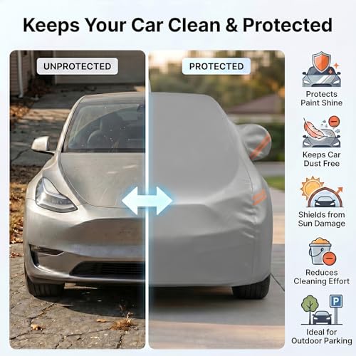 Image of Pivalo Car Cover for Maruti Suzuki Swift All Model & Years with Mirror Pocket 100% Waterproof Triple Stitched Bottom Elastic Dust, Heat & UV Resistant Full Body Protection (Grey with Highlighter)