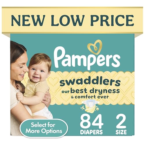 Image of Pampers Swaddlers Diapers, Size 2 (10-22 lbs), 84 Count, Hypoallergenic, Absorbent, Keeps Baby Dry and Comfortable, Skin Safe Disposable Baby Diaper