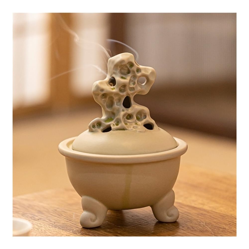 SLEEVE Incense Burner Holder Home Bedroom Aromatherapy Furnace Ceramic Crafts Chinese Incense Burner Entrance Incense Burner Incense Holder(C)