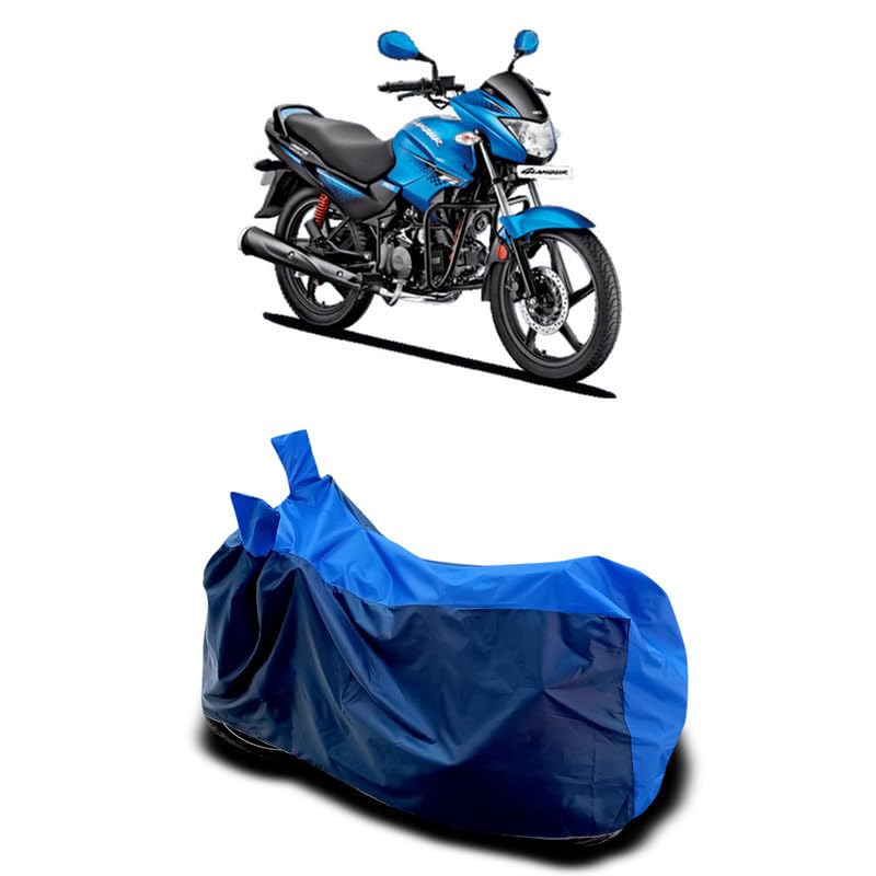 Image of DUFFEL-Two Wheeler Bike Body Cover Compatible for Hero Glamour Programmed Fi Heat Protectio /UV-Rays /Birds Dropping /DustProof /Waterproof All Variants [Nevay Blue]