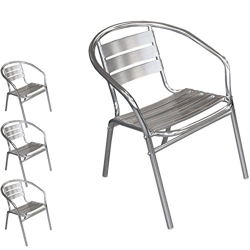Mojawo Aluminium Bistrostuhl Mit Polyrattan – Stapelbar, Witterungsbeständig, Silber/schwarz