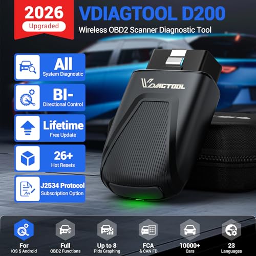 OBD2 Scanner Bluetooth VDIAGTOOL D200, Bidirectional Scan Tool - Lifetime Free Updates, 26 Resets , Full System Car Scan - Additional View