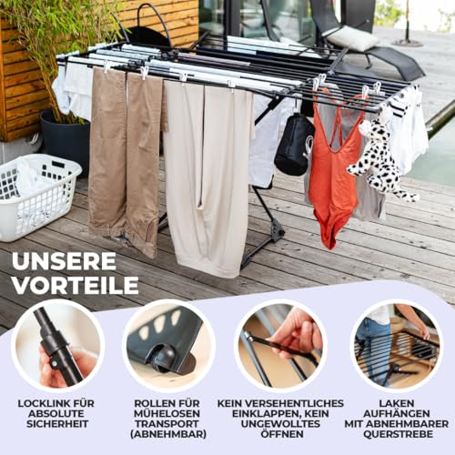 Wäscheständer aus Edelstahl Mondheim Obsidian XXL Teleskop