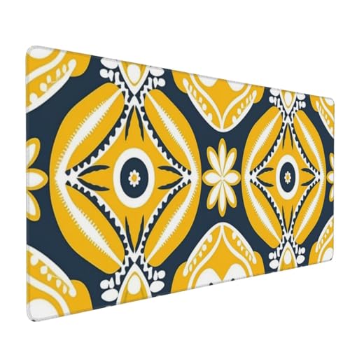 Tapis de souris gaming jaune et blanc 40x90 cm imperméable pour bureau
