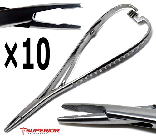 10 Pcs Dental Needle Holder Mathieus Elastomeric 14cm Pliers Forcep Orthodontic Instruments