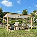 PURPLE LEAF 10' x 14' Louvered Pergola Outdoor Wood Grain Aluminum Pergola with Adjustable Roof Retractable Patio Rainproof Hardtop Gazebo for Deck Backyard Garden