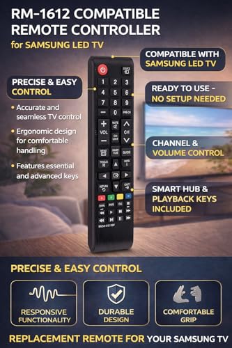 Image of Fox Micro Remote for Samsung LED TV | Replacement Controller | Plug & Play | Smart Function Keys Included