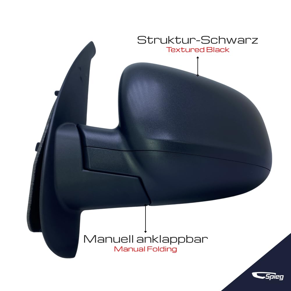 Spieg Außenspiegel Links für Mercedes Citan 2013-2021 | Renault Kangoo 2013-2020 Elektrisch Verstellbar, Manuell Einklappbar, Beheizt, Schwarz, 5 PIN (Fahrerseite)