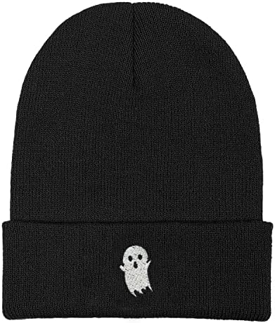 Sfuxgci Black Knit Cuffed Graphic Beanie Men Women Funny Winter Beanie Hat