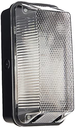 Knightsbridge 230 V IP65 60 W B22 skott med klar prismatisk diffusor och svart plastbas