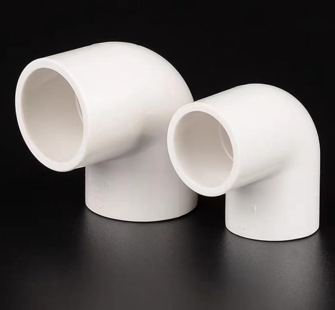 Conexión de tubería de agua, accesorio de tubería de PVC, 2 piezas de 20/25/32/40/50/63/75/90/110 mm, conectores de codo de 90 grados de PVC for riego por microgoteo de jardín(75PVC 2.5in)