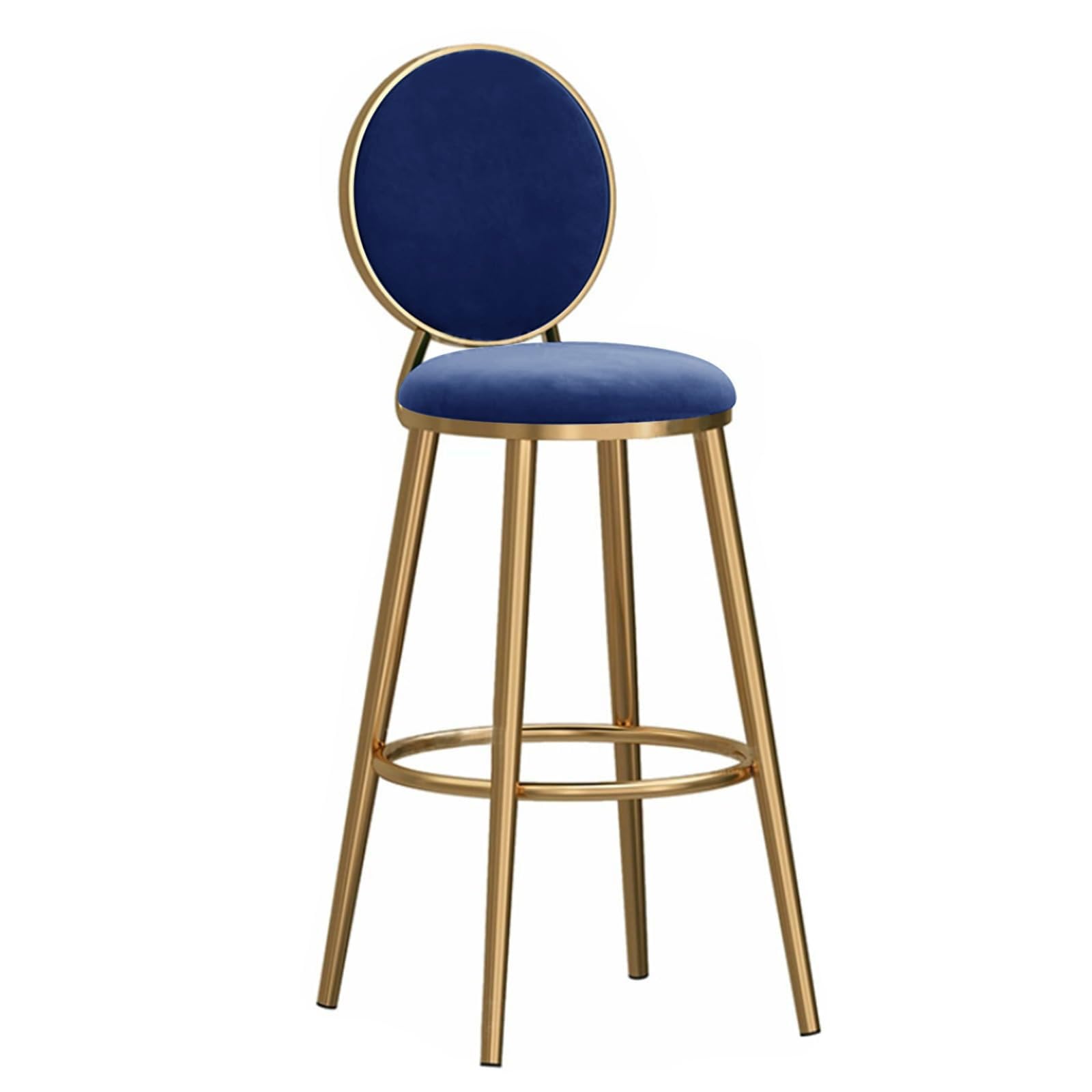 Taburetes De Cocina De Lujo con Respaldo Taburetes Altos De Metal Dorado Sillas De Comedor con Asiento Redondo De Terciopelo y Reposapiés Taburete Acolchado para Comedor, Bar O Salón (45/65/75 Cm)