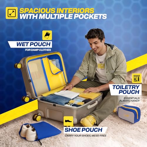 Image of Skybags Whistle Podu Check-in Trolley Bag 68cm | Medium | Hard Luggage | Official CSK Edition 8-Wheel Suitcase | TSA Lock with Anti-Theft Zipper | Polycarbonate | 3 Years Warranty - Unisex (Silver)