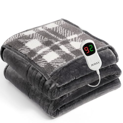 JKMAX Heated Electric Blanket Full Size - 72'x84' Flannel Heating Blanket with 10 Heating Levels & 5...
