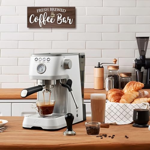 Image of Rustic Coffee Bar Sign Wall Decor - Vintage Wood Grain Hanging Plaque for Kitchen, Cafe Bar Home Housewarming - Farmhouse Style Coffee Station Accessories, Self Serve Fresh Brewed Sign - 13.7x5.9 Inch