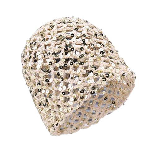 Generisch Gorro de punto | Sombrero de lentejuelas de moda - Gorro de cráneo para mujer - Para viajes de viaje Fechado Reunión familiar Novia Adolescentes Niñas Madre Esposa, crema, L