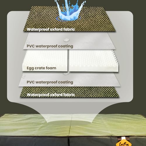 Image of Laifug Foldable Waterproof Dog Bed for Large Dogs - Outdoor Orthopedic Dog Bed with Washable Removable Cover, Pet Mattress with Handles, Army Green, (44 x 32 x 3.5, inches)