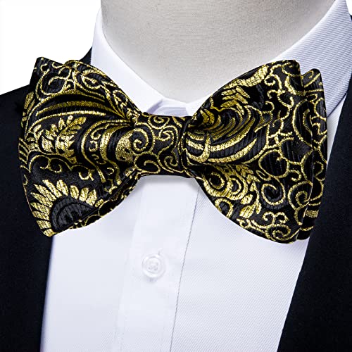 Image of DiBanGu Mens Silk Self Bow Tie Set 4PCS for Tuxedo Wedding