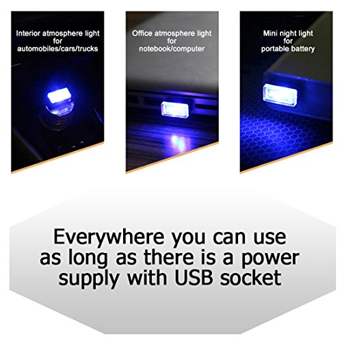 Rumfo White Night LED Decoration Mini USB Light(2Pcs), 0.1W Car Interior Ambient Lamp for Automotive Laptop Power Bank All USB Interface Devices