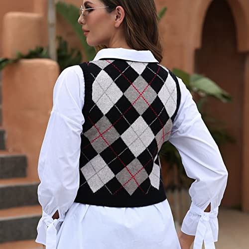 Women's Fashion Cropped Sweater Vest College Style Sleeveless Vest2