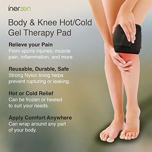 Inerzen Body and Knee Hot and Cold Gel Pad Therapy Adjustable Wrap for Arms, Legs, Thighs, Biceps, Elbows, Sports Pain Injuries, Muscle, Stress Relief