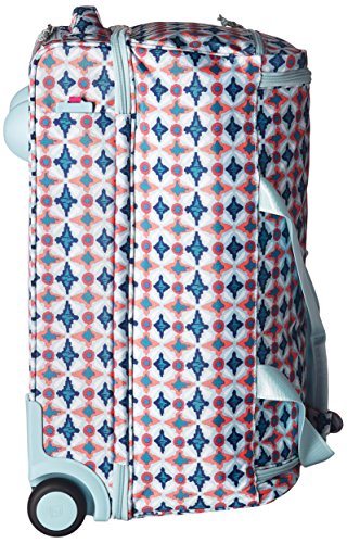 Vera Bradley Women's Duffle Luggage Lighten Up Foldable Duffel Rolling Suitcase, Water Geo, One Size