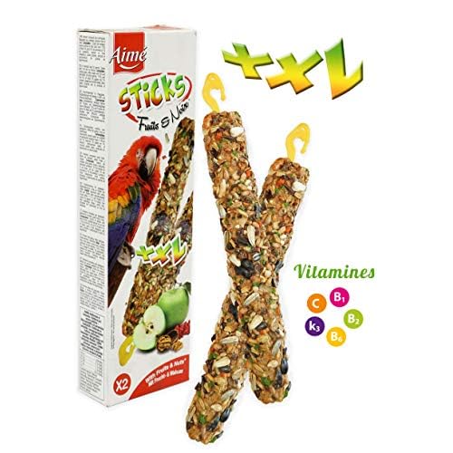 Aime Baguettes aux Fruits/Noix pour Perroquets/Friandises pour Oiseaux/2 Baguettes XXL
