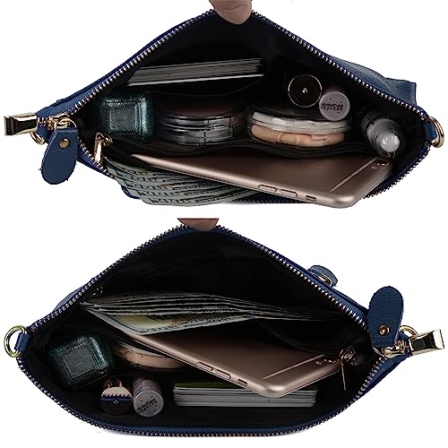 Image of YALUXE Genuine Leather Wristlet Handbags Purses Cell Phone Pocket Clutch Wallet Crossbody Bags for Women