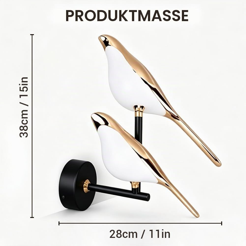 Nordic Vogel Wandlampe 4500K natürliches Licht moderne dekorative LED -Wandleuchte für Wohnzimmer Schlafzimmer