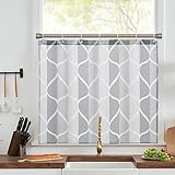 AooHome シャワーカーテン 小窓 目隠し かわいい 防水 短め 防カビ ユニットバス 浴室窓 お風呂窓 50cm丈 カフェカーテン チェック柄 幾何学パターン 60cm幅 間仕切り リング付き 洗濯可 取付簡単