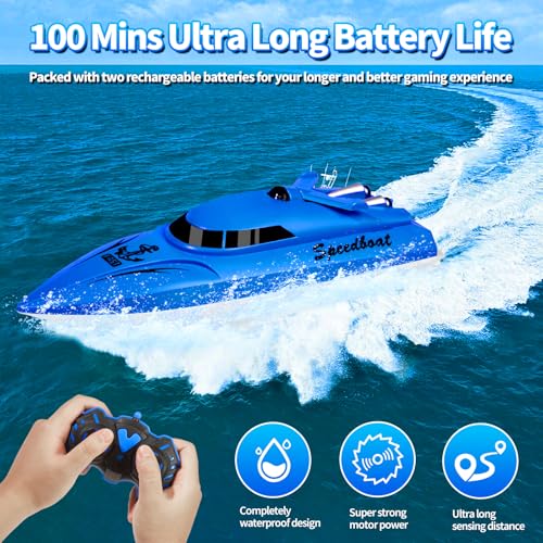 Bateaux télécommandés rapides avec double batterie pour 30 mins de jeu