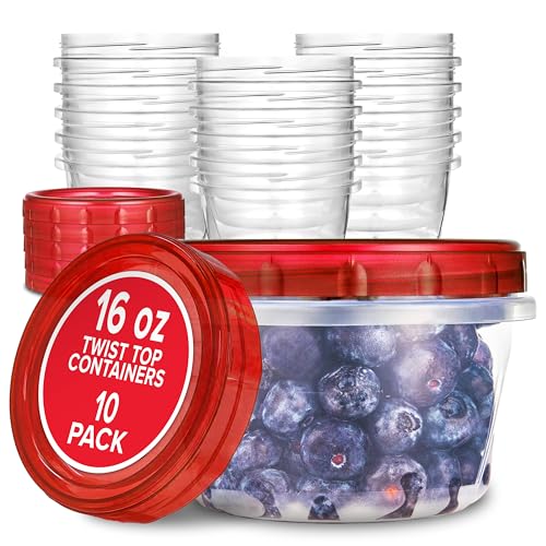 Stock Your Home 473 ml Vorratsdosen Set, Roter Deckel, 10 Stück