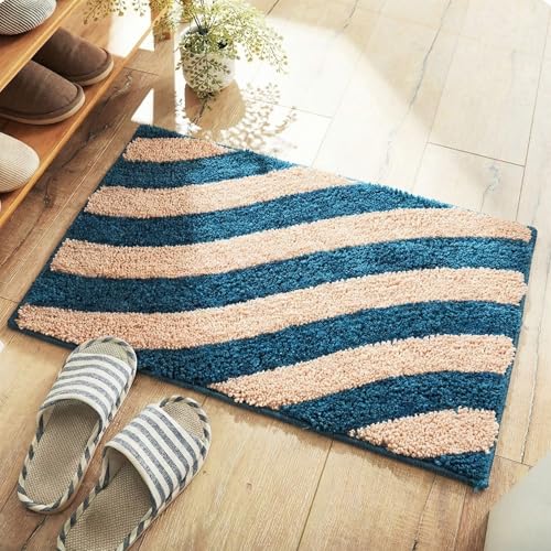 Image of Super Soft Microfiber 2800 GSM Bathroom Mat - Anti Skid, Quick Dry, Water Absorbent, Machine Washable - Floor Mat for Bedroom, Living Room, Doormat for Home (38 x 58 cm), Teal Blue