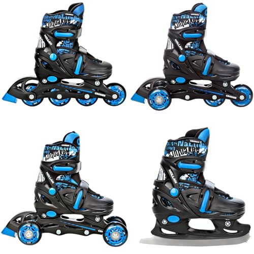 CROXER 4in1 Inline Skates Triskates Rollschuhe Schlittschuhe Inliner für Kinder Mädchen Jungen verstellbar (Nollan, 34-37 (21cm-23cm))