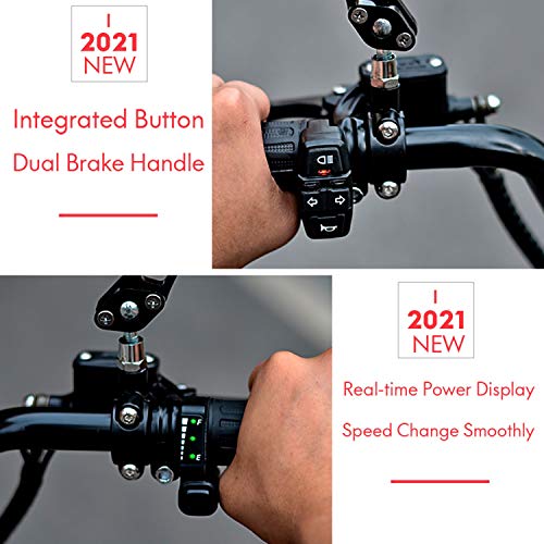 2000W Electric Moped Fat Tire Scooter with Front/Rear Shocks, Dual Disc Brakes One Button Start Electric Fat Tire Motor Bike for Adult with 2 Seats/Backrest/Cargo/Helmet,60V 21.8Ah