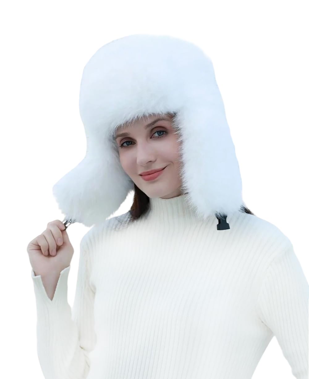 Lina & Lily Chapeau de Trappeur Chapka Femme Hiver Chaud Fausse Fourrure Poils Longs