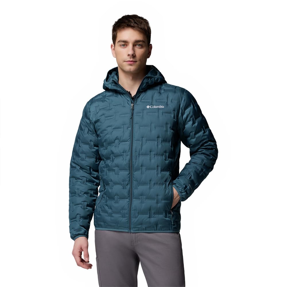Columbia Men's Delta Ridge 2 Down Hooded Jacket, Hooded Puffer Down Jacket, Everblue, S
