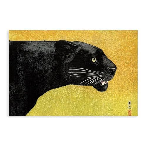 AYTREDF Póster en lienzo de Toshi Yoshida, diseño de pantera negra japonesa, decoración de dormitorio, paisaje, oficina, habitación, regalo, 30 x 45 cm