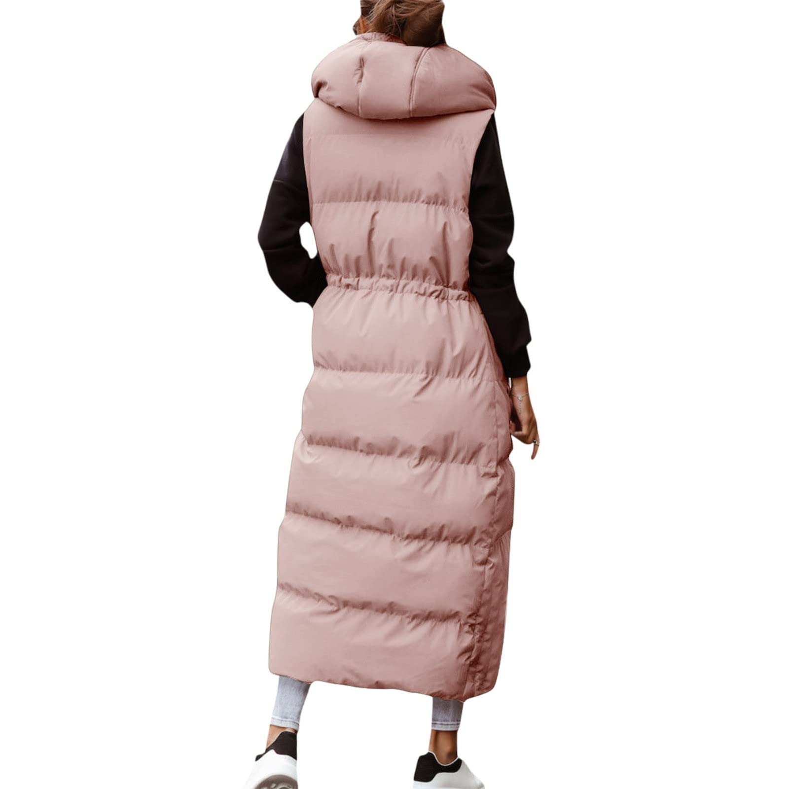 Genérico Chaleco con capucha Mujer Chaqueta acolchada sin Mangas cremallera Borrego Invierno Chalecos Casual Moda Tallas Grandes versátil al Aire Libre