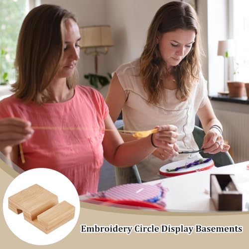 Image of OLYCRAFT 4Pcs Embroidery Hoop Wooden Base Embroider Hoop Base 2.1x3.1 Inch Embroidery Hoop Easels Rectangle Embroidery Display Stand Cross Stitch Hoop Accessories Decor
