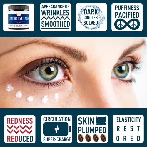 Caffeine Eye Cream For Dark Circles And Puffiness - Moisturizing, Wrinkle Reducing, Anti-Aging Coffee Bean Under Eye Cream With Aha Hyaluronic Acid, 100% Pure Brazilian Coffee Oil - Boxed Version-1 Oz #TOP2