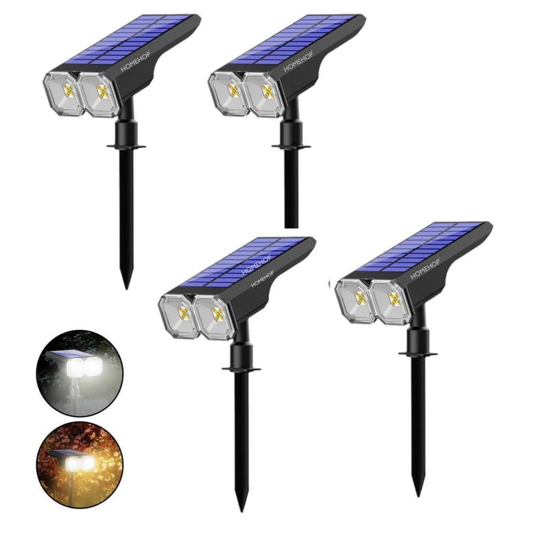Homehop Solar Light Outdoor Waterproof 10 LED Decorative Spot Lamps for Garden, Home, Pathways, Lawn, and Landscape with Auto On/Off (ABS, Pack of 4)