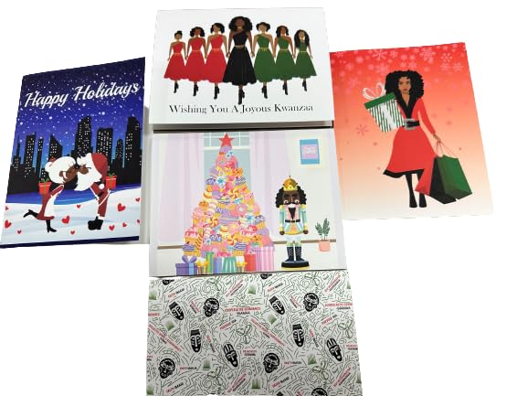 The Brown Girl Paper Company Greeting Card Boxed Set |Set of 5 Cards and Envelopes| Holiday and Variety | African American Themed| Great Gift